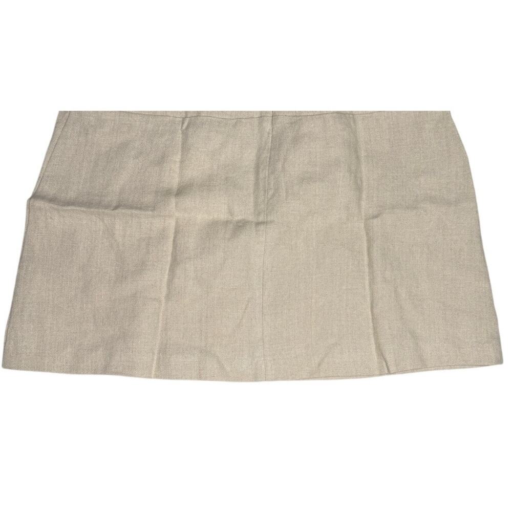 NWT Rumer Avalon Linen High Waist Tie Wrap Mini Skirt Back Zip Up S Natural - Picture 8 of 15
